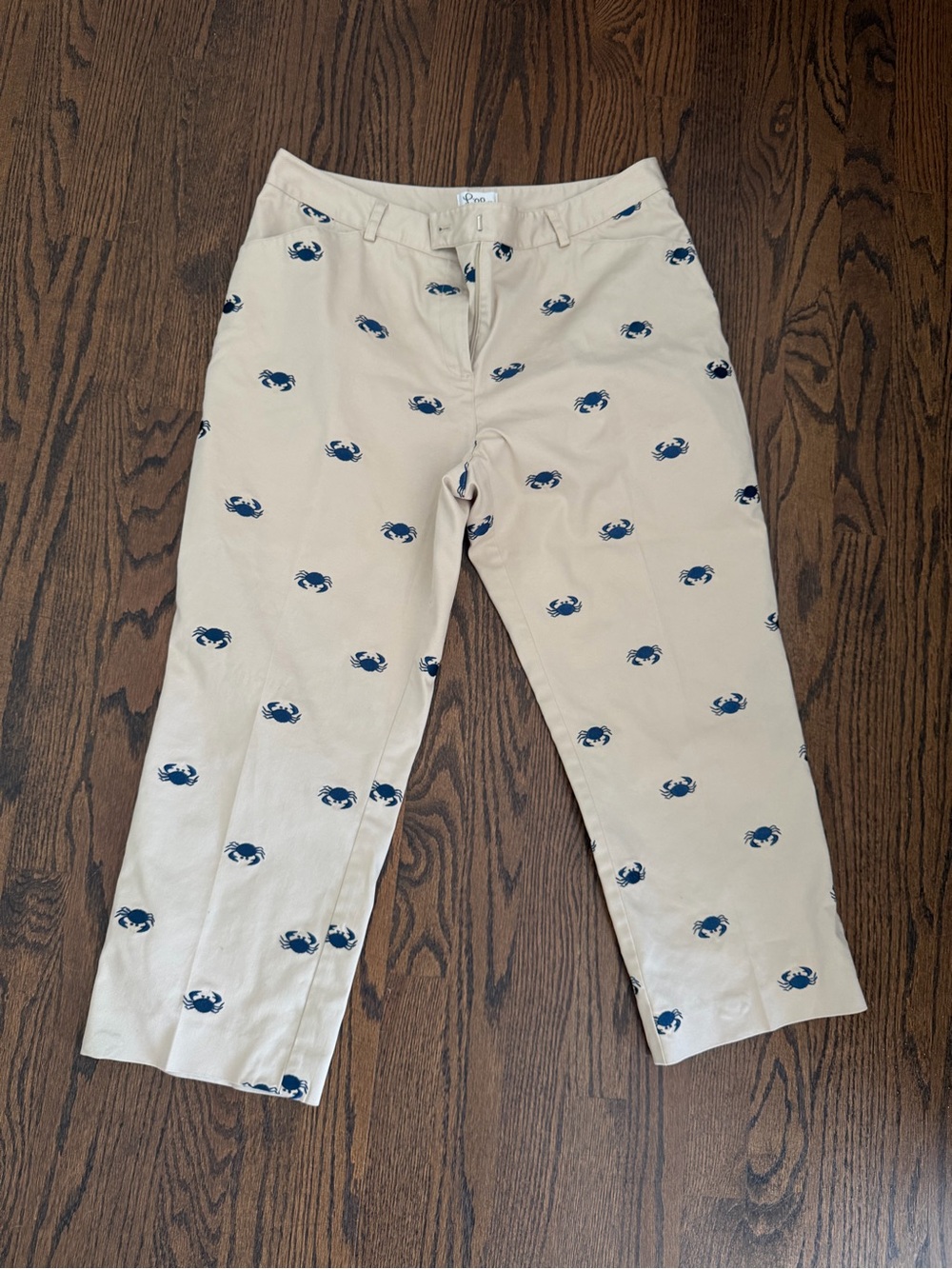 Lily Pulitzer Cropped Pants with Navy Crab Embroidery